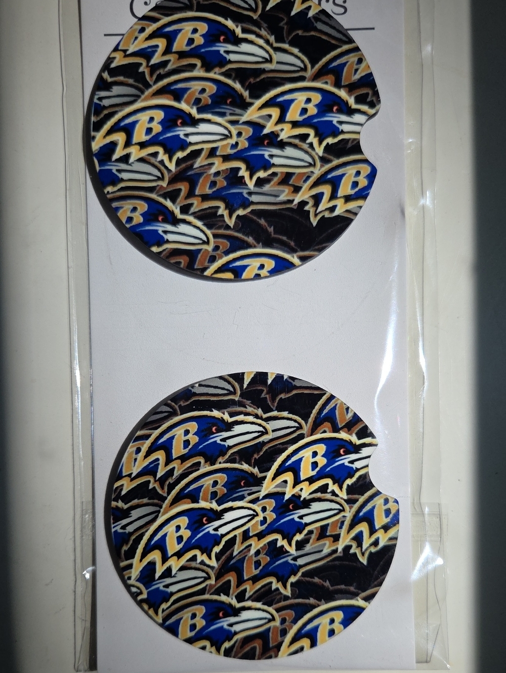 Baltimore Ravens Logo Car Coaster Set - Blue, Gold, Black
